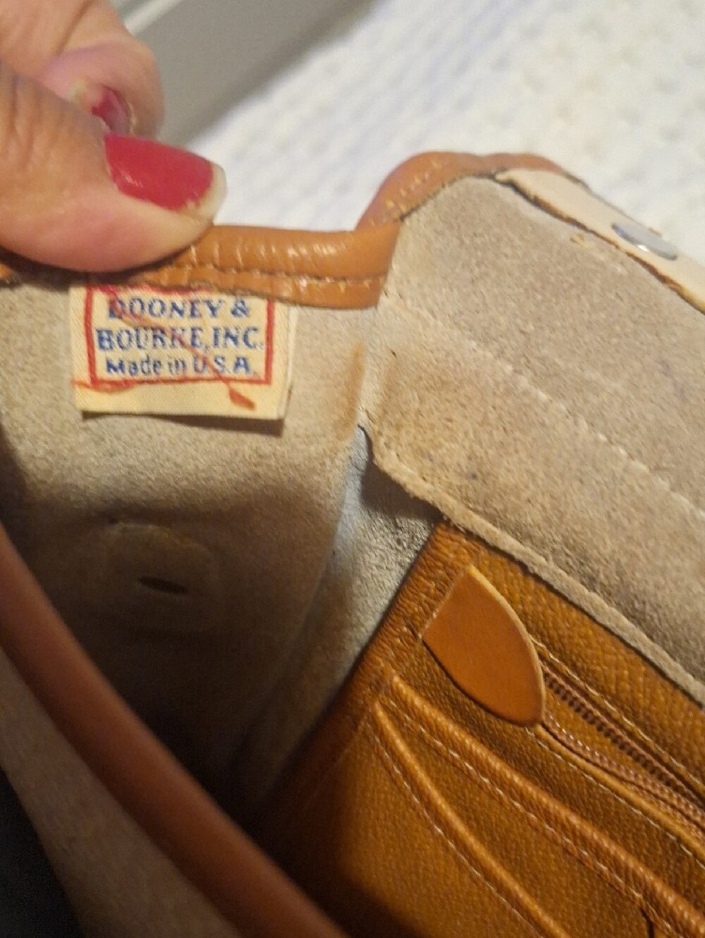 Dooney & Bourke Cream and Tan Pebbled Leather Crossbody - Picture 9 of 11